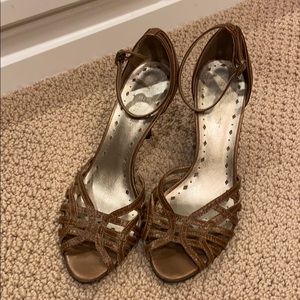 BCBG brown strap heels
